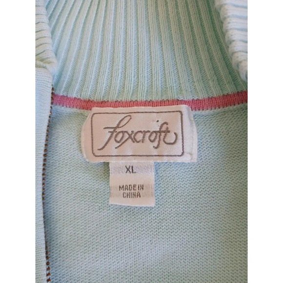 Foxcroft Ladies Size XL Pullover 1/4 Front Sweater Light Mint Supima Cotton - Picture 16 of 16